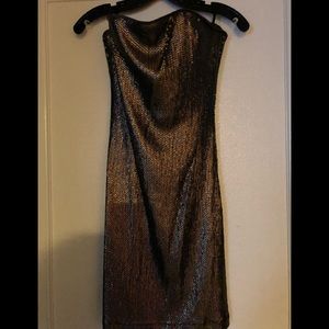 Bebe bronze strapless sequin dress